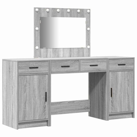 vidaXL Set di Toeletta da 3 Pezzi con LED in Grigio Sonoma in Legno Ingegnerizzato
