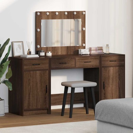 Set Trucco 3 Pezzi vidaXL con LED in Legno Nero