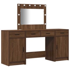 Set Trucco 3 Pezzi vidaXL con LED in Legno Nero
