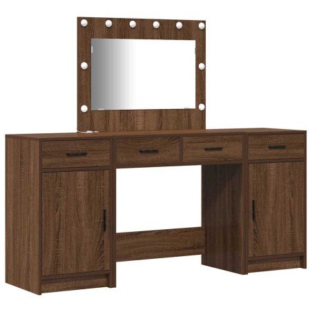 Set Trucco 3 Pezzi vidaXL con LED in Legno Nero