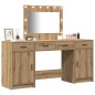 vidaXL Set di Tavolo da Trucco 3 Pezzi con LED Rovere Artigianale Legno Ingegnerizzato