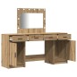 vidaXL Set di Tavolo da Trucco 3 Pezzi con LED Rovere Artigianale Legno Ingegnerizzato