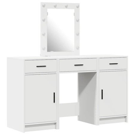 vidaXL Set di toletta 3 pezzi con LED in legno ingegnerizzato bianco