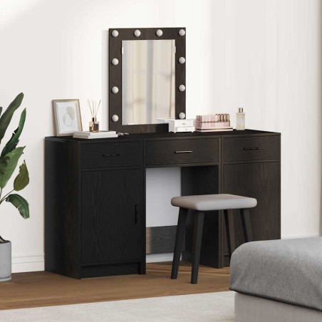 Set di Toeletta 3 Pezzi con LED Nero in Legno Ingegnerizzato