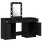 Set di Toeletta 3 Pezzi con LED Nero in Legno Ingegnerizzato Set di Toeletta 3 Pezzi con LED Nero in Legno Ingegnerizzato