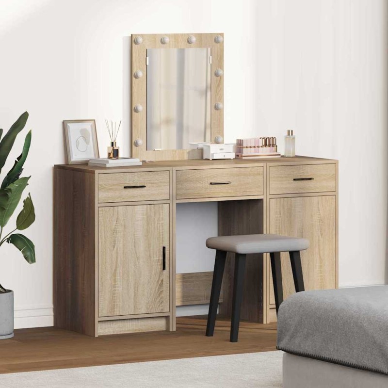 vidaXL Set da Toeletta 3 Pezzi con LED in Rovere Sonoma in Legno Ingegnerizzato vidaXL Set da Toeletta 3 Pezzi con LED in Rovere Sonoma in Legno Ingegnerizzato