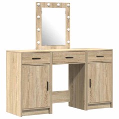 vidaXL Set da Toeletta 3 Pezzi con LED in Rovere Sonoma in Legno Ingegnerizzato