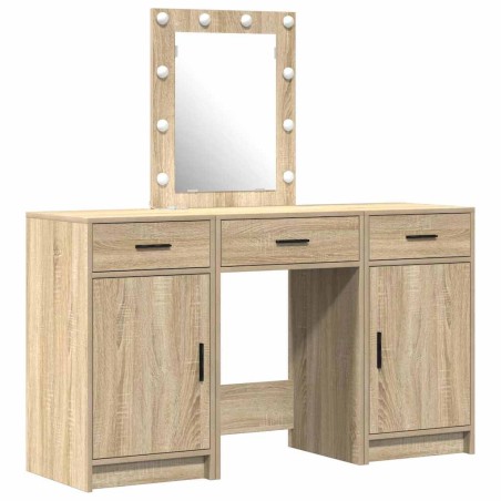 vidaXL Set da Toeletta 3 Pezzi con LED in Rovere Sonoma in Legno Ingegnerizzato