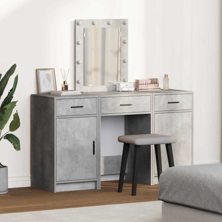 Set di Mobile da Trucco a 3 Pezzi con LED in Legno Ingegnerizzato Grigio