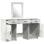 Set di Mobile da Trucco a 3 Pezzi con LED in Legno Ingegnerizzato Grigio