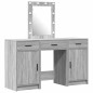 Set da toeletta a 3 pezzi con LED in legno ingegnerizzato grigio Set da toeletta a 3 pezzi con LED in legno ingegnerizzato grigio