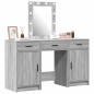 Set da toeletta a 3 pezzi con LED in legno ingegnerizzato grigio Set da toeletta a 3 pezzi con LED in legno ingegnerizzato grigio