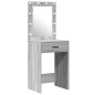 Set da toeletta a 3 pezzi con LED in legno ingegnerizzato grigio Set da toeletta a 3 pezzi con LED in legno ingegnerizzato grigio