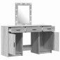 Set da toeletta a 3 pezzi con LED in legno ingegnerizzato grigio Set da toeletta a 3 pezzi con LED in legno ingegnerizzato grigio