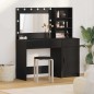 Set di 2 Pezzi per Toeletta con LED in Legno Ingegnerizzato Nero Set di 2 Pezzi per Toeletta con LED in Legno Ingegnerizzato Nero