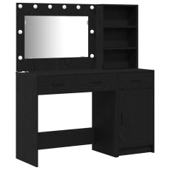 Set di 2 Pezzi per Toeletta con LED in Legno Ingegnerizzato Nero