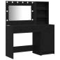 Set di 2 Pezzi per Toeletta con LED in Legno Ingegnerizzato Nero Set di 2 Pezzi per Toeletta con LED in Legno Ingegnerizzato Nero