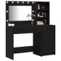 Set di 2 Pezzi per Toeletta con LED in Legno Ingegnerizzato Nero Set di 2 Pezzi per Toeletta con LED in Legno Ingegnerizzato Nero