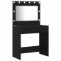Set di 2 Pezzi per Toeletta con LED in Legno Ingegnerizzato Nero Set di 2 Pezzi per Toeletta con LED in Legno Ingegnerizzato Nero