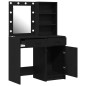 Set da toeletta in 2 pezzi con LED in legno ingegnerizzato nero Set da toeletta in 2 pezzi con LED in legno ingegnerizzato nero