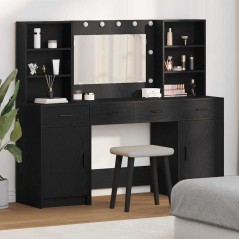Set da trucco 3 pezzi vidaXL in legno ingegnerizzato nero