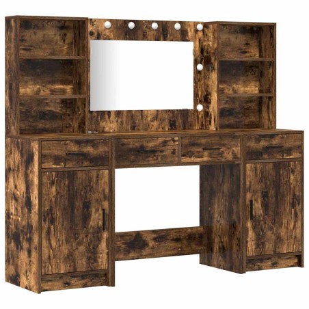 Set da Toeletta a 3 Pezzi vidaXL in Legno Ingegnerizzato Fumé