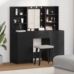 Set da Toeletta 3 Pezzi vidaXL in Legno Ingengerizzato Nero
