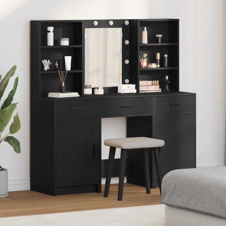 Set da Toeletta 3 Pezzi vidaXL in Legno Ingengerizzato Nero