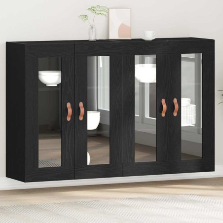 vidaXL Armadi a Muro 2 Pezzi Rovere Nero 69,5x34x90 cm in Legno Ingegnerizzato