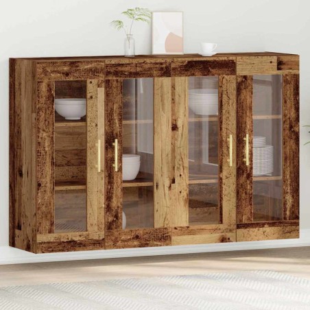 vidaXL Armadi a muro 2 pezzi in legno vecchio 69,5x34x90 cm in legno ingegnerizzato