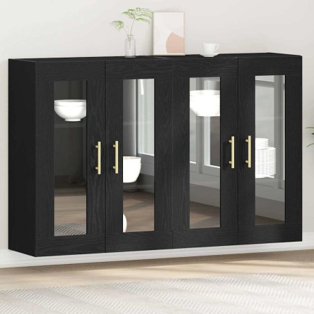 vidaXL Armadi a muro , 2 pezzi in rovere nero, 69,5 x 34 x 90 cm, in legno ingegnerizzato.