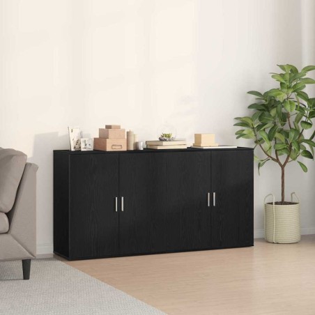 vidaXL Credenze 2 pz Nero Rovere 79x38x80 cm Legno ingegnerizzato