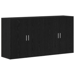 vidaXL Credenze 2 pz Nero Rovere 79x38x80 cm Legno ingegnerizzato