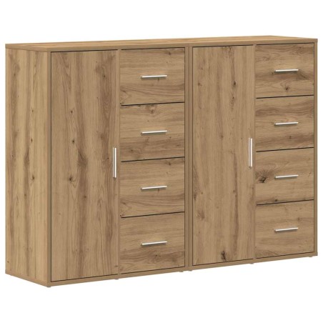 vidaXL Credenze 2 pcs Rovere Artigianale 60x31x84 cm Legno Ingegnerizzato