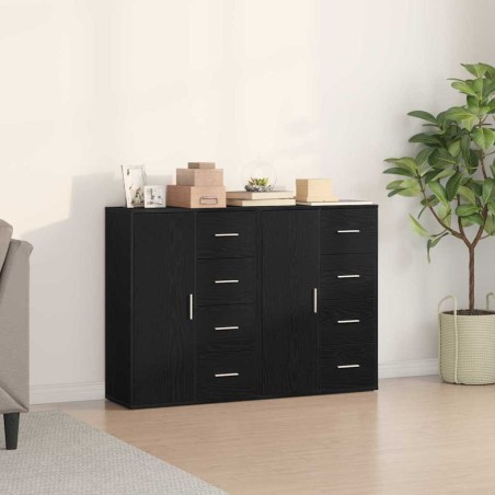 vidaXL Credenze 2 pz Nero Rovere 60x31x84 cm Legno ingegnerizzato