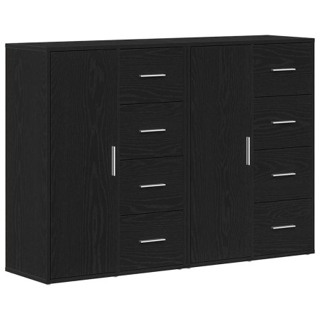 vidaXL Credenze 2 pz Nero Rovere 60x31x84 cm Legno ingegnerizzato