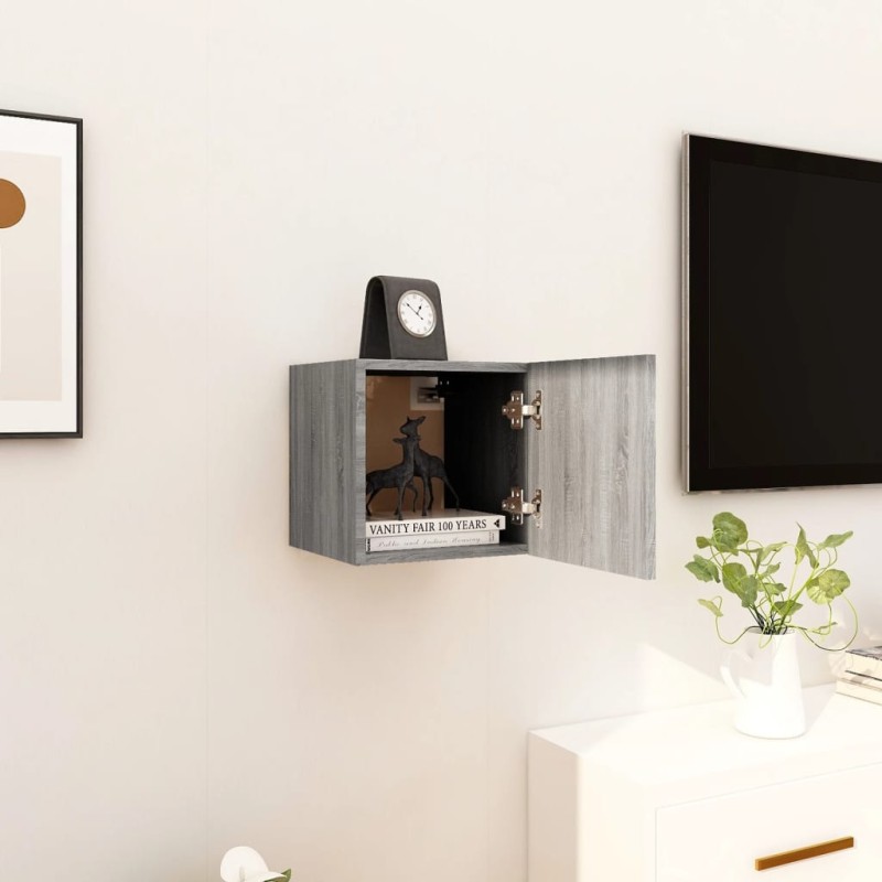 Armadietti TV Montati a Parete Grigio Sonoma 30,5x30x30 cm Armadietti TV Montati a Parete Grigio Sonoma 30,5x30x30 cm