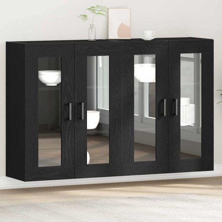 vidaXL Armadi a Muro 2 Pezzi in Rovere Nero 69,5 x 34 x 90 cm in Legno Ingegnerizzato