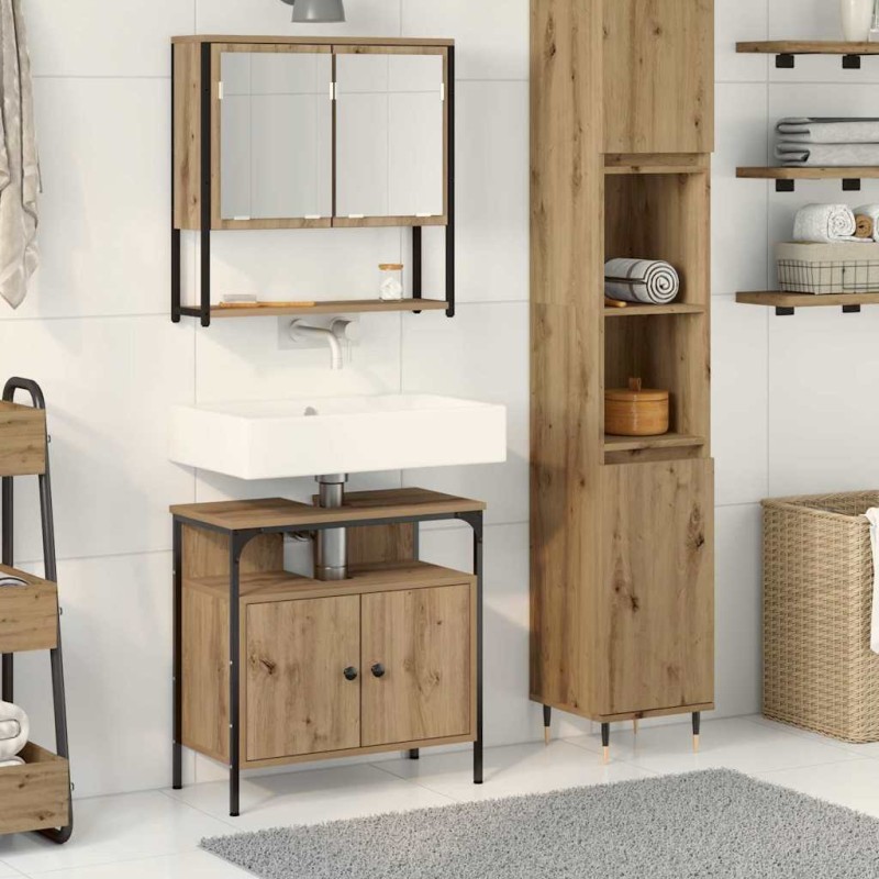 vidaXL Set di mobili da bagno a 2 pezzi in legno ingegnerizzato rovere artisan