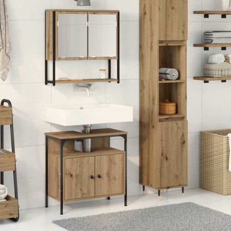 vidaXL Set di mobili da bagno a 2 pezzi in legno ingegnerizzato rovere artisan