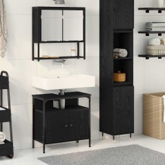 vidaXL Set di mobili da bagno a 2 pezzi in legno ingegnerizzato rovere nero