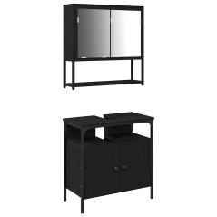 vidaXL Set di mobili da bagno a 2 pezzi in legno ingegnerizzato rovere nero