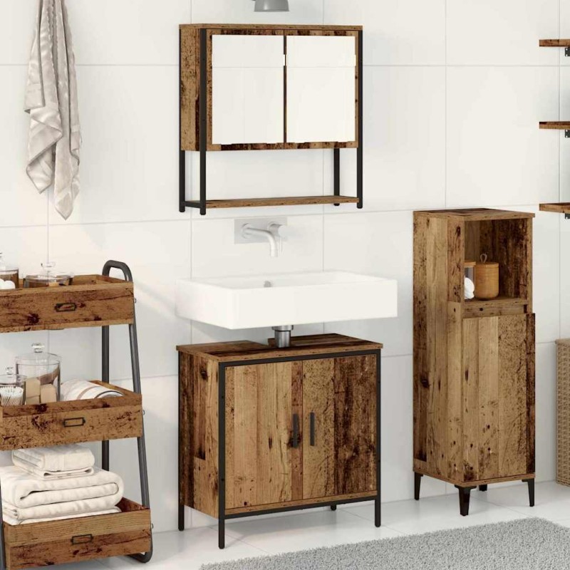 vidaXL Set di mobili da bagno 2 pezzi in legno vecchio e legno ingegnerizzato vidaXL Set di mobili da bagno 2 pezzi in legno vecchio e legno ingegnerizzato