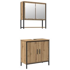 vidaXL Set di mobili per bagno 2 pezzi in legno ingegnerizzato rovere artisan