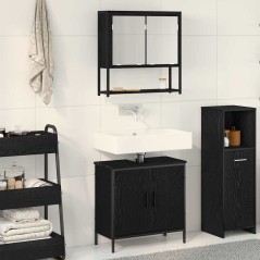 vidaXL Set di Mobili per Bagno 2 Pezzi in Legno Ingegnerizzato Nero Rovere
