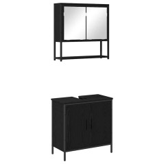 vidaXL Set di Mobili per Bagno 2 Pezzi in Legno Ingegnerizzato Nero Rovere