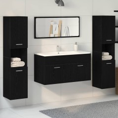 vidaXL Set di Mobili per Bagno a 4 Pezzi in Legno Ingenerizzato Nero