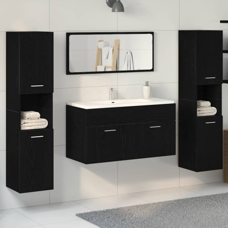 vidaXL Set di Mobili per Bagno a 4 Pezzi in Legno Ingenerizzato Nero