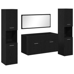 vidaXL Set di Mobili per Bagno a 4 Pezzi in Legno Ingenerizzato Nero