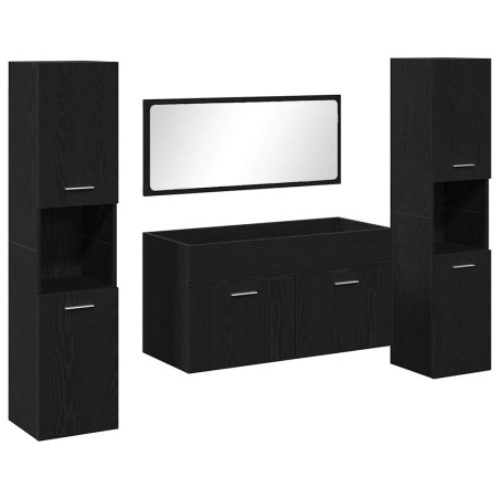 vidaXL Set di Mobili per Bagno a 4 Pezzi in Legno Ingenerizzato Nero